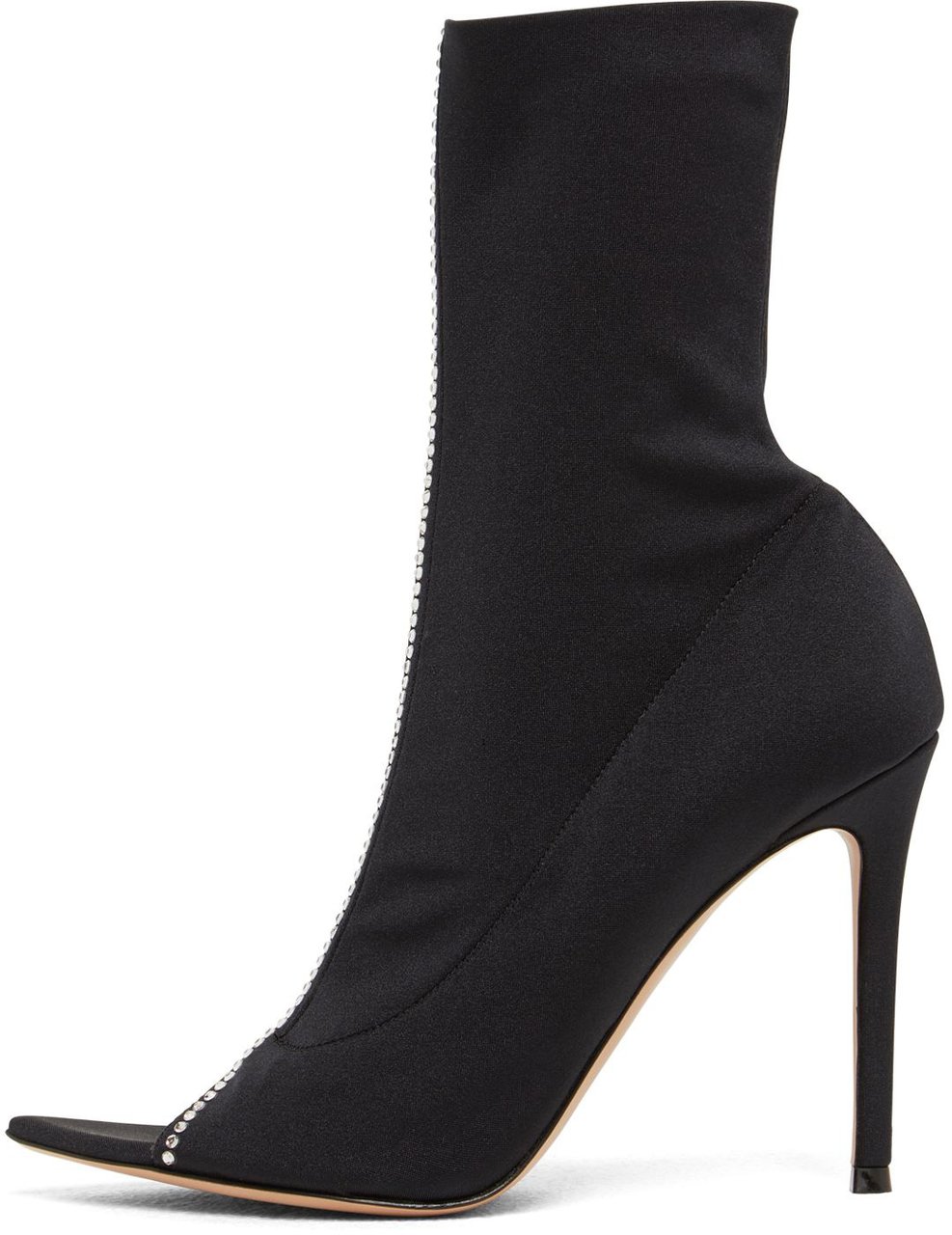 Gianvito Rossi Open toe heels in satin with crystals Zwart