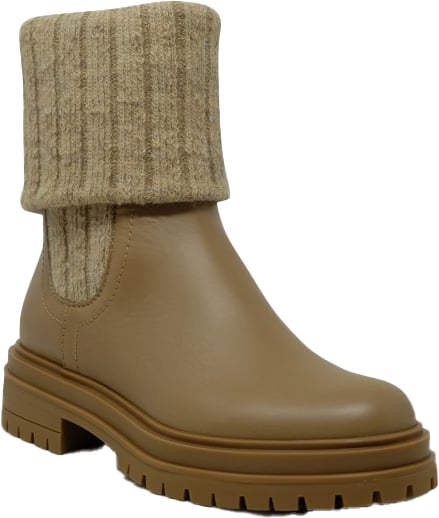 Gianvito Rossi GIANVITO ROSSI G72929.20GOM.CKHDESD CAMEL CALF AND KNIT  LEATHER BOOTS Bruin