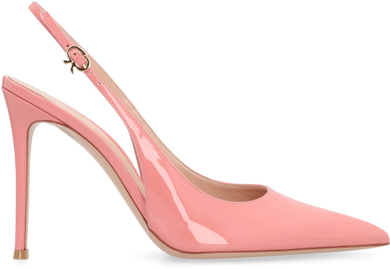 Gianvito Rossi Patent leather slingback pumps Roze