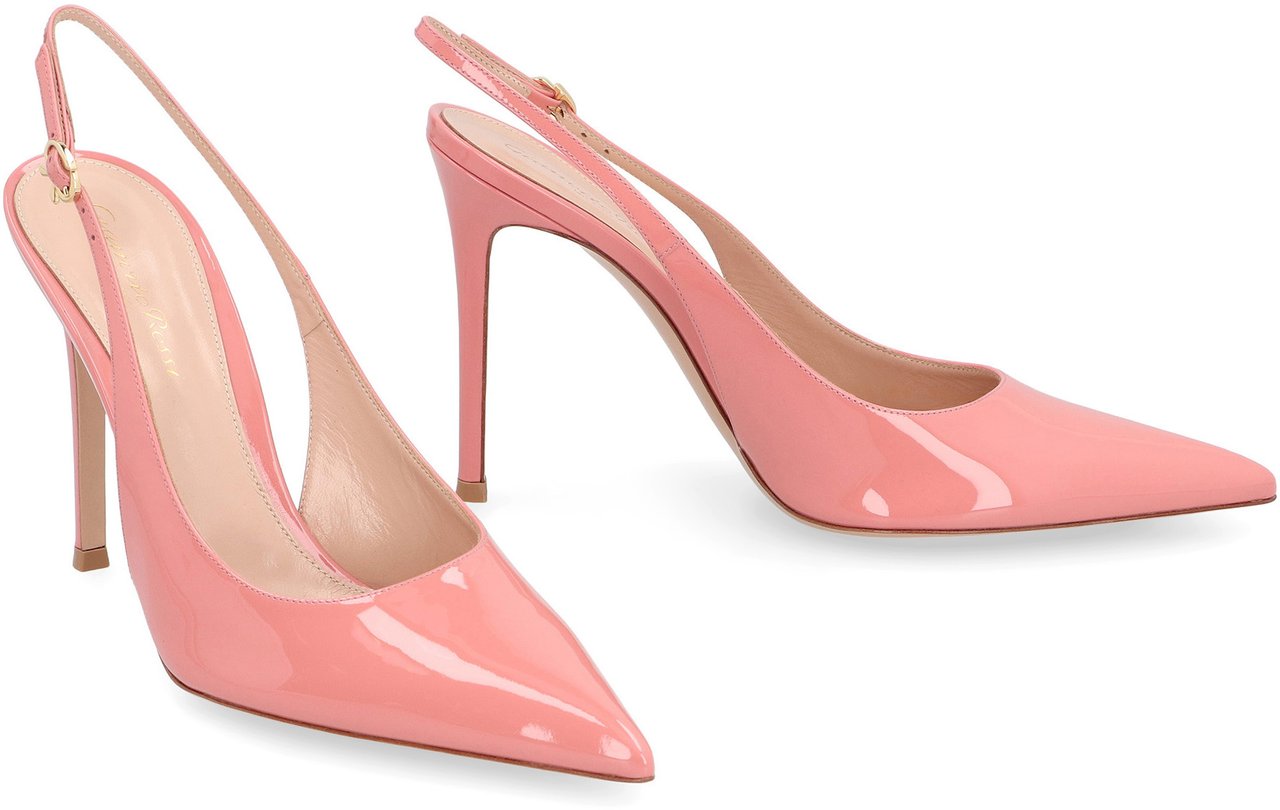 Gianvito Rossi Patent leather slingback pumps Roze