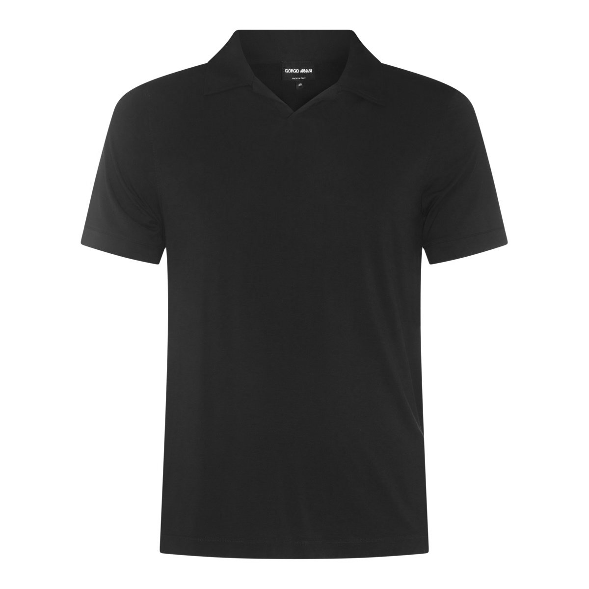 Giorgio Armani Cotton Polo Shirt With V-Neck And Short Sleeves Zwart