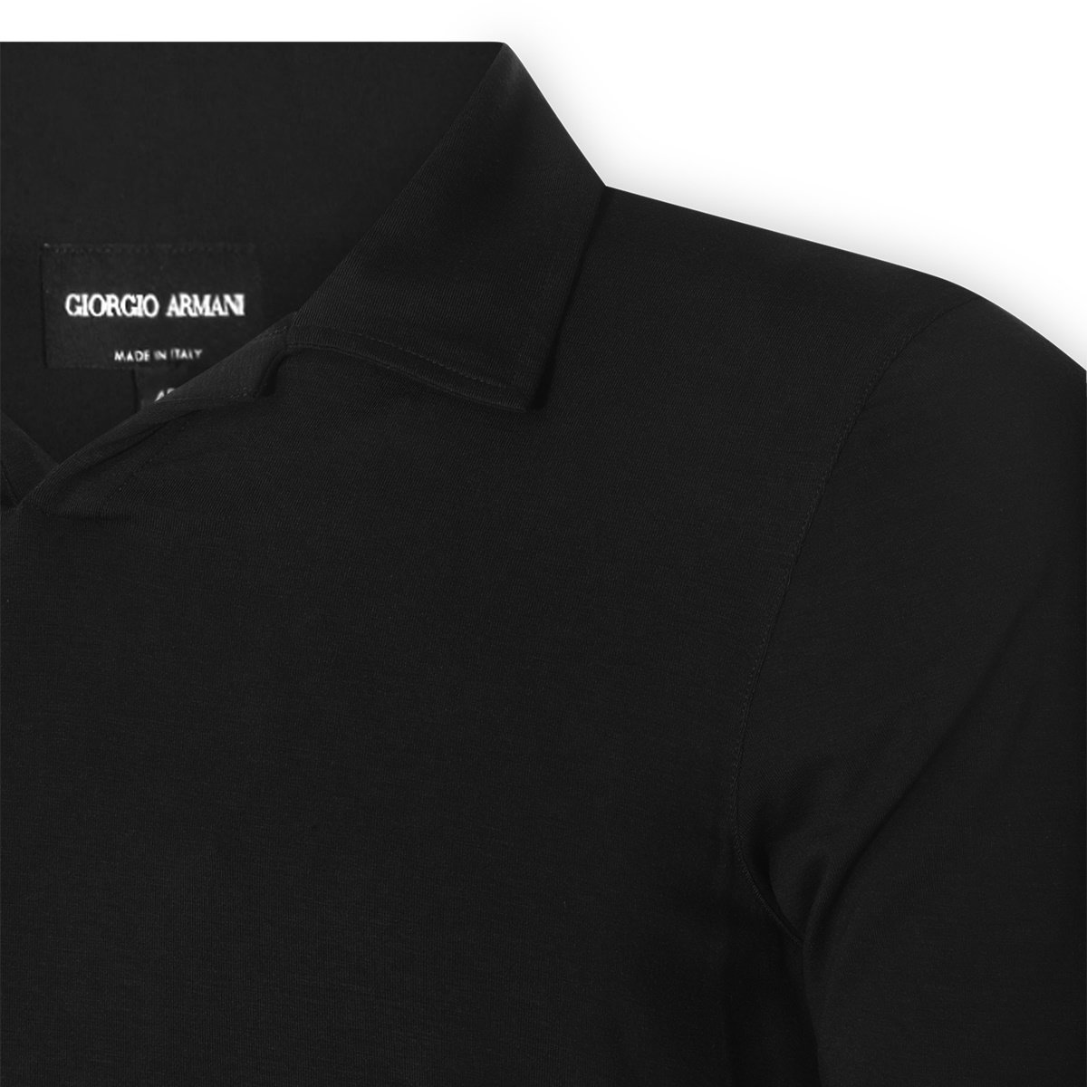 Giorgio Armani Cotton Polo Shirt With V-Neck And Short Sleeves Zwart