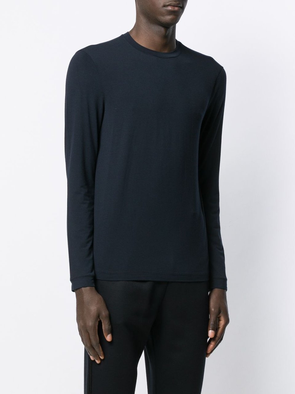 Giorgio Armani Long-Sleeve Viscose-Blend T-Shirt with Minimalist Design Zwart