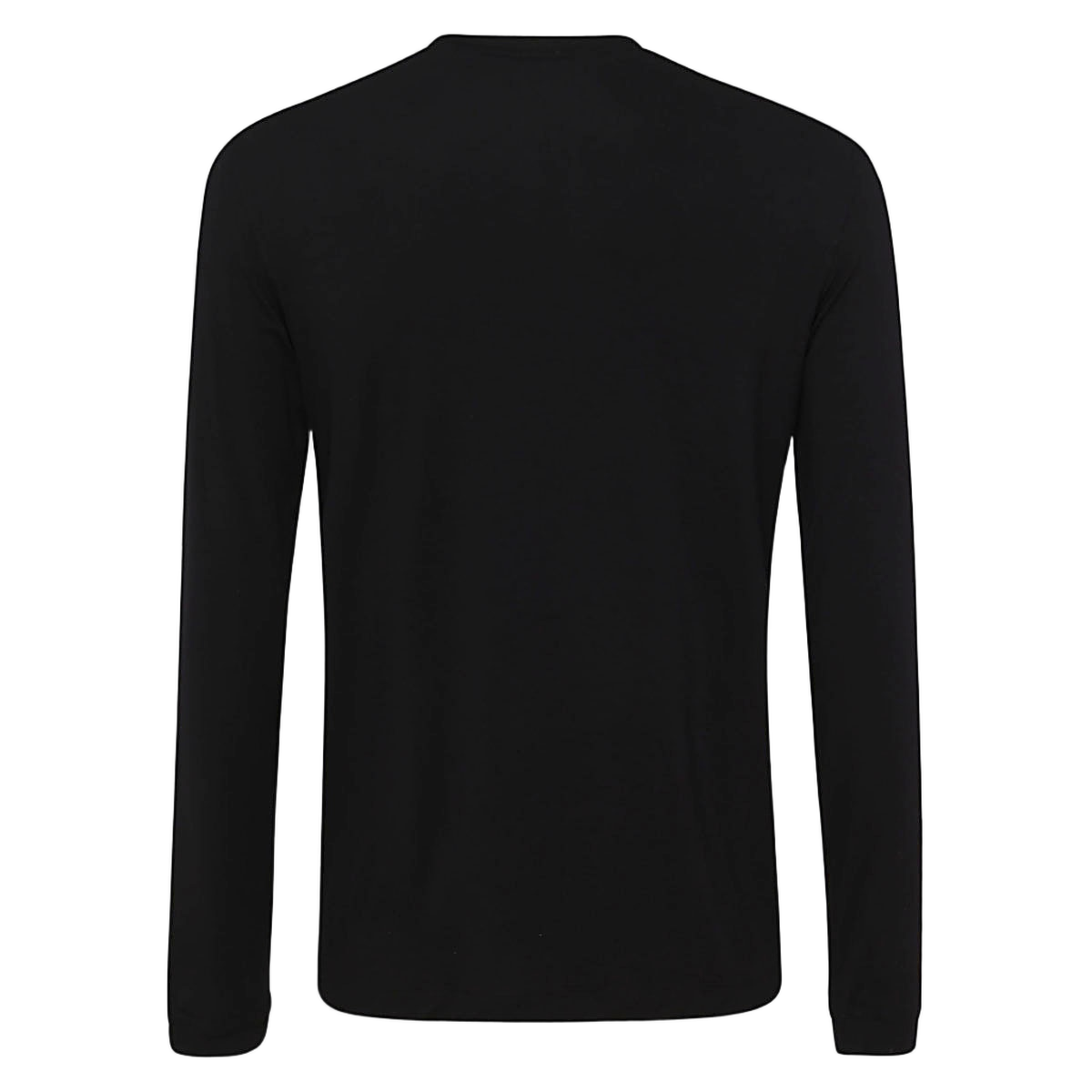 Giorgio Armani Long-Sleeved Black T-Shirt with Classic Crew Neckline Zwart