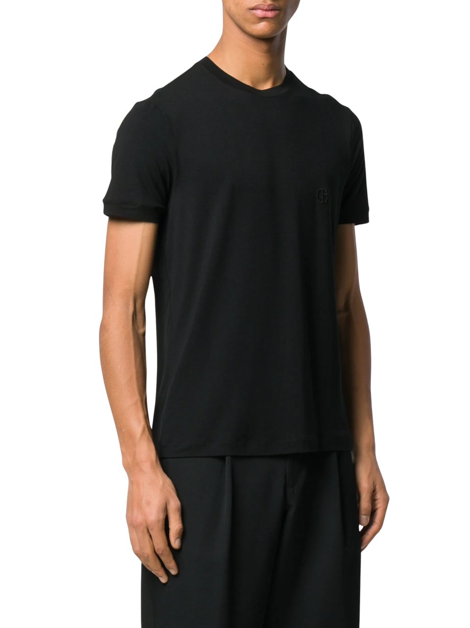 Giorgio Armani Blue Stretch Viscose Crewneck T-Shirt Blauw