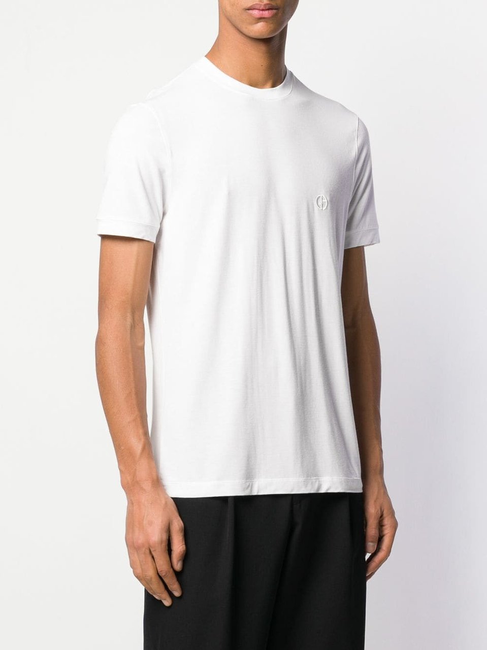 Giorgio Armani Short-Sleeve Embroidered Logo T-Shirt Wit