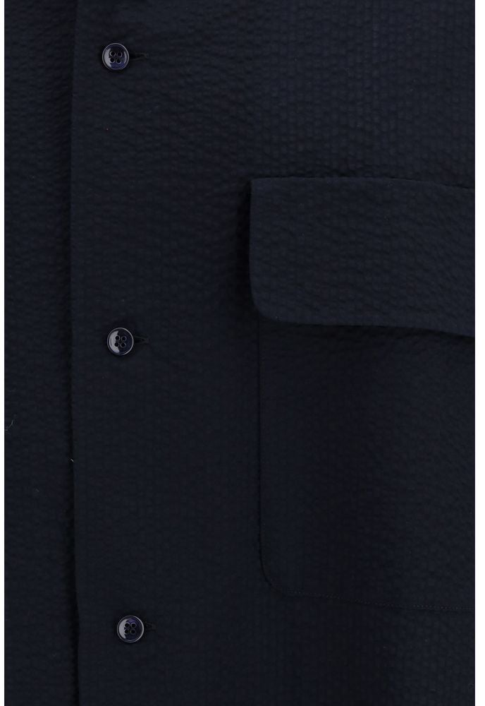 Giorgio Armani Blue Cotton Shirt Blauw