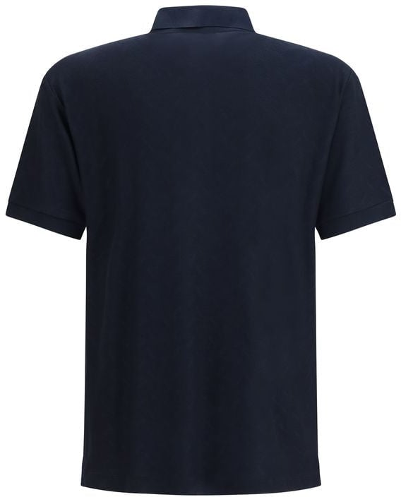 Giorgio Armani Blue Viscose Polo Shirt Blauw