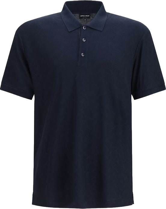 Giorgio Armani Blue Viscose Polo Shirt Blauw