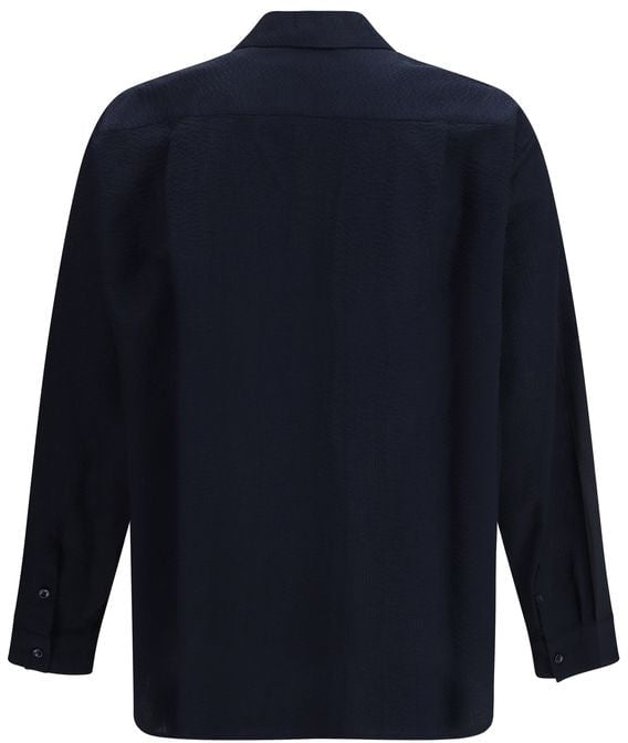 Giorgio Armani Blue Cotton Shirt Blauw