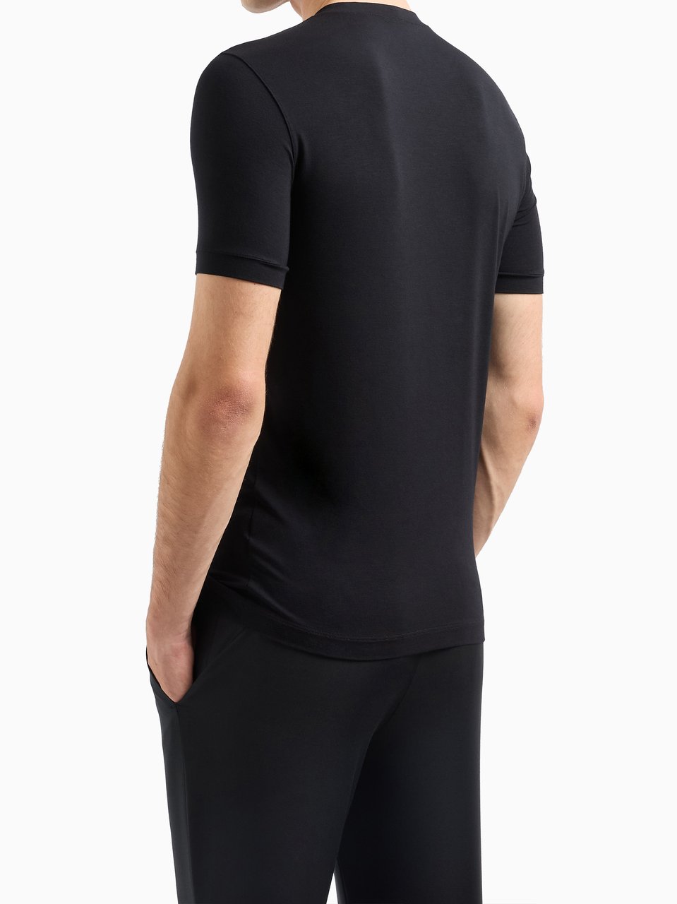 Giorgio Armani Black Slim Fit Script Logo T-Shirt Zwart