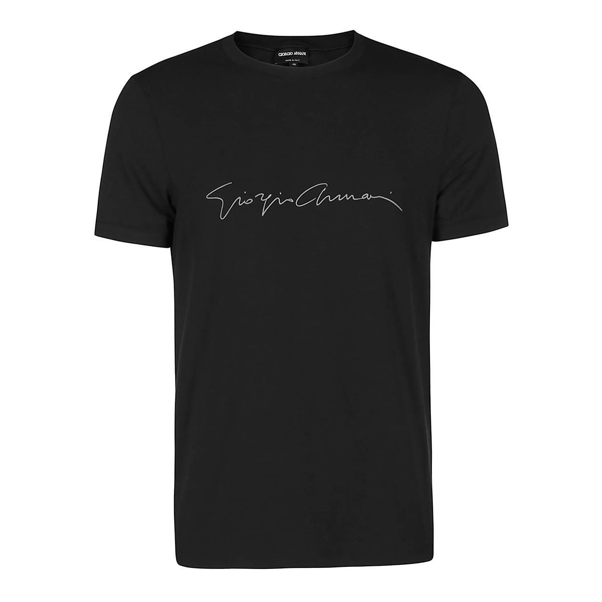 Giorgio Armani Viscose Black T-Shirt with Round Collar Zwart