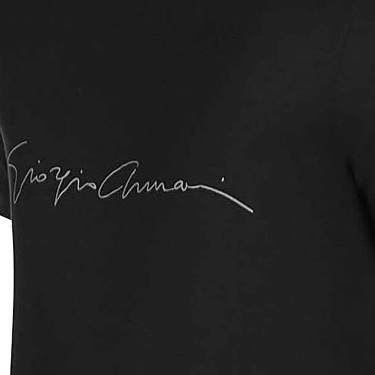 Giorgio Armani Viscose Black T-Shirt with Round Collar Zwart