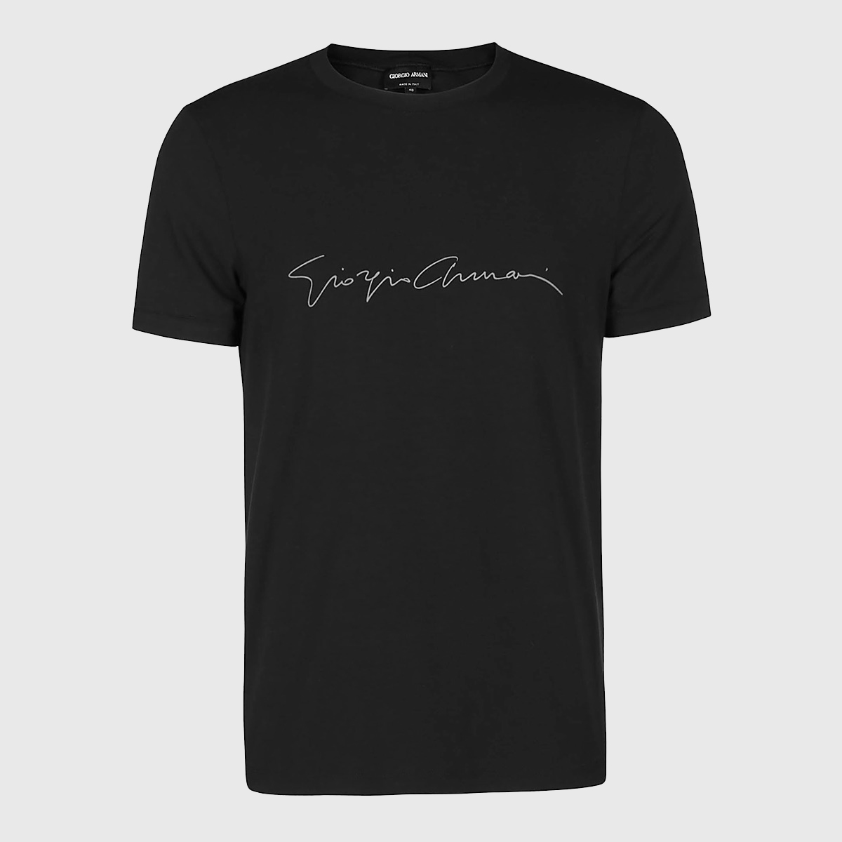 Giorgio Armani Viscose Black T-Shirt with Round Collar Zwart