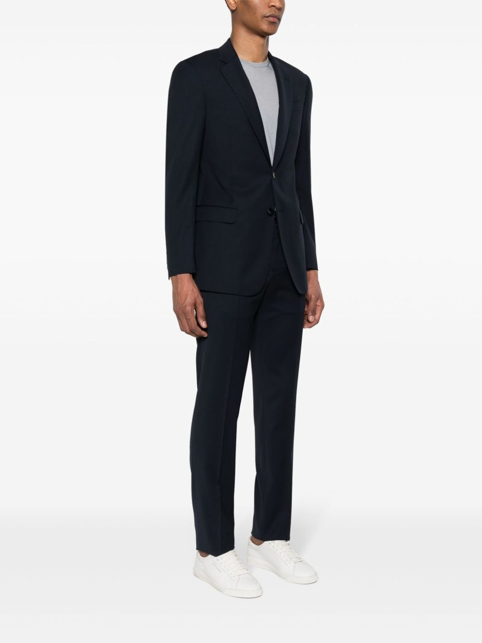 Giorgio Armani Blue Tailored Virgin Wool Suit Zwart