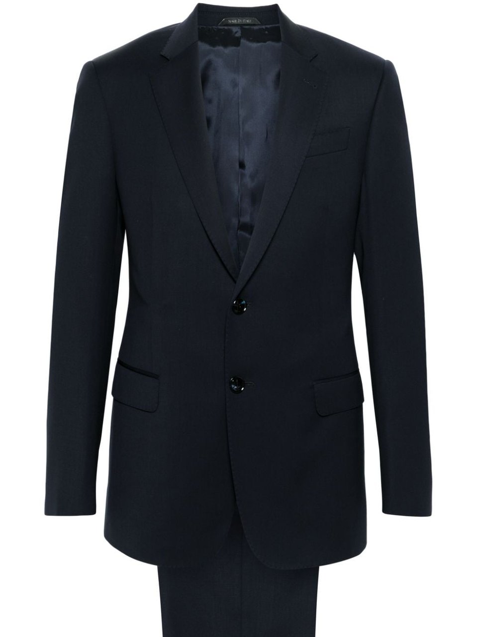 Giorgio Armani Blue Tailored Virgin Wool Suit Zwart