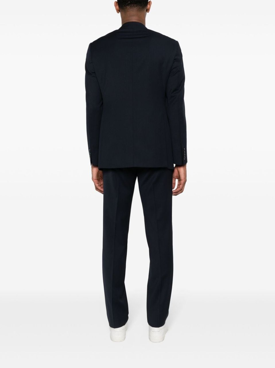 Giorgio Armani Blue Tailored Virgin Wool Suit Zwart