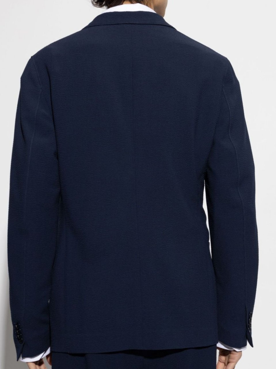 Giorgio Armani Textured Wool Patch Pocket Blazer Zwart