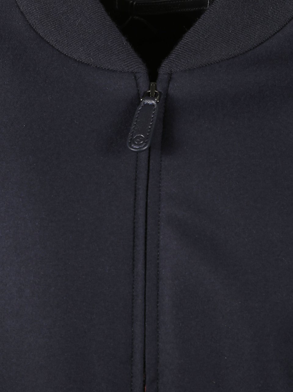 Giorgio Armani Zipped Minimalist Jacket With Ribbed Details Zwart