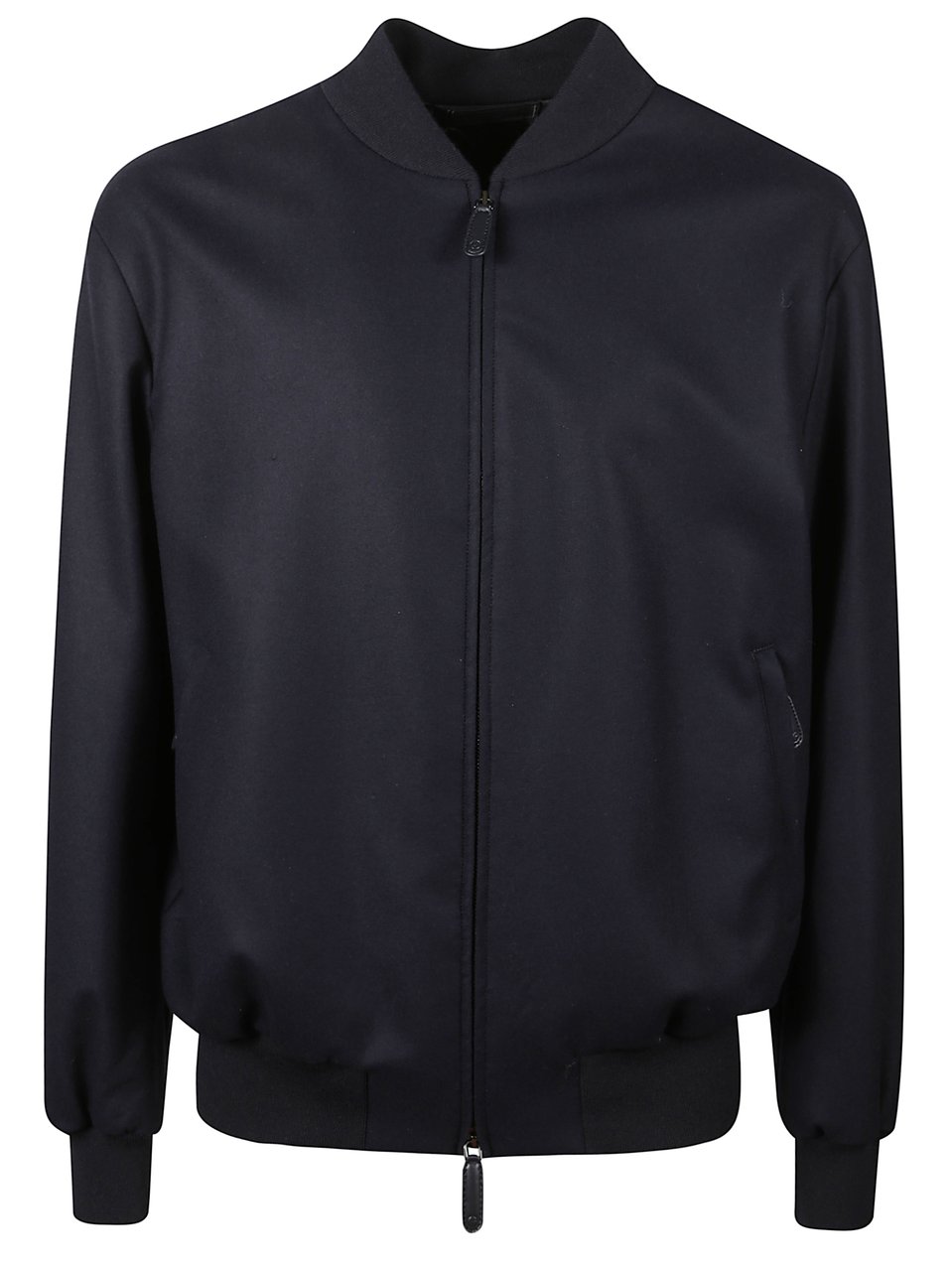 Giorgio Armani Zipped Minimalist Jacket With Ribbed Details Zwart