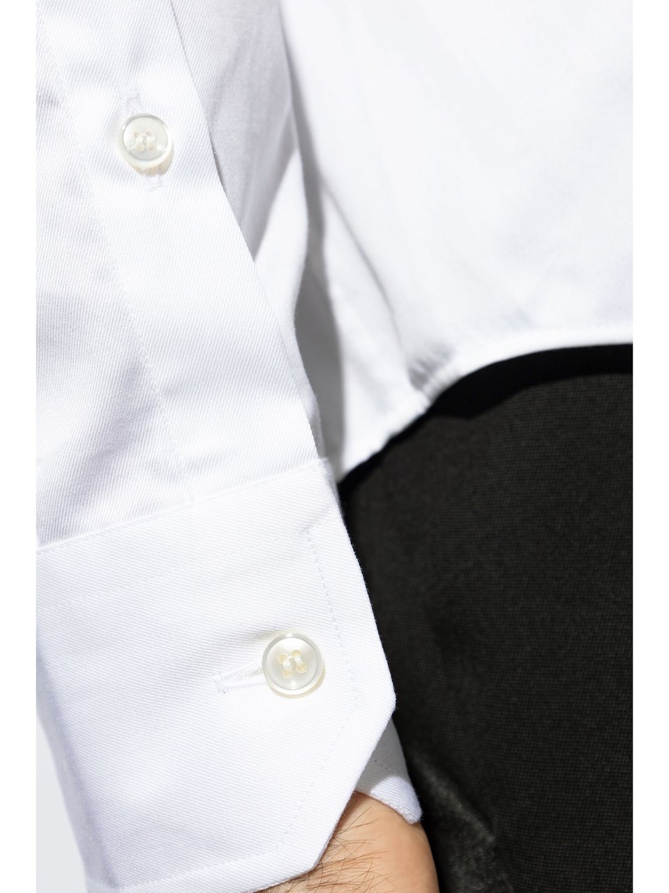 Giorgio Armani Pure Cotton Twill French Collar Shirt Wit