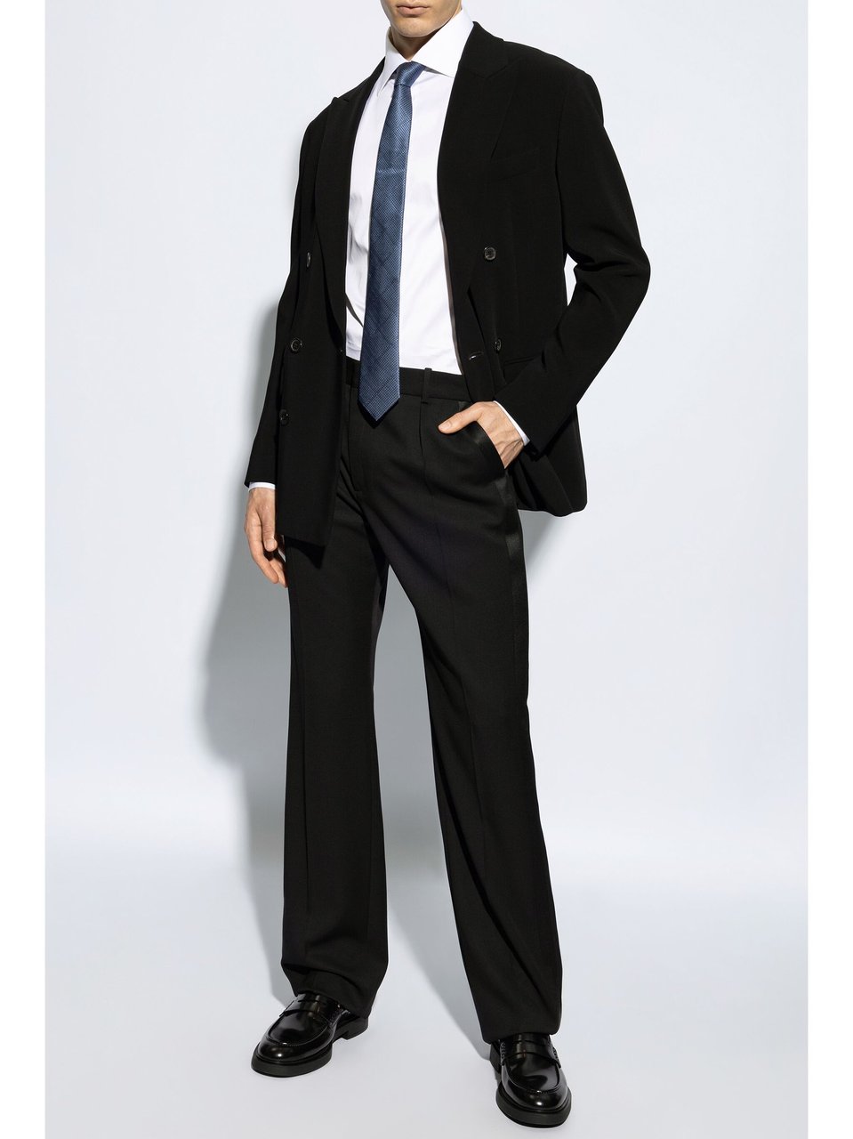 Giorgio Armani Pure Cotton Twill French Collar Shirt Wit