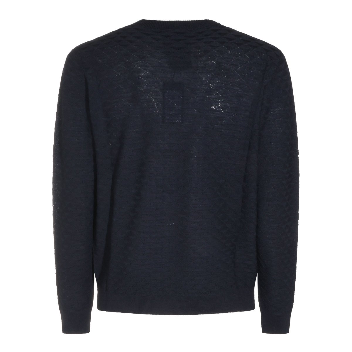 Giorgio Armani Textured Knit Sweater With Crew Neckline And Ribbed Finishes Zwart