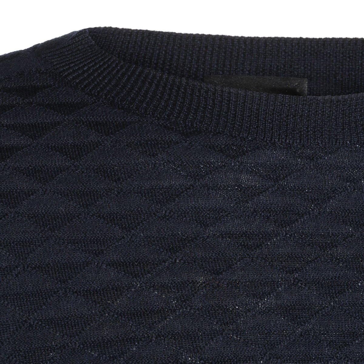 Giorgio Armani Textured Knit Sweater With Crew Neckline And Ribbed Finishes Zwart