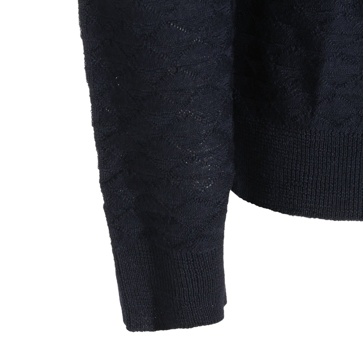 Giorgio Armani Textured Knit Sweater With Crew Neckline And Ribbed Finishes Zwart