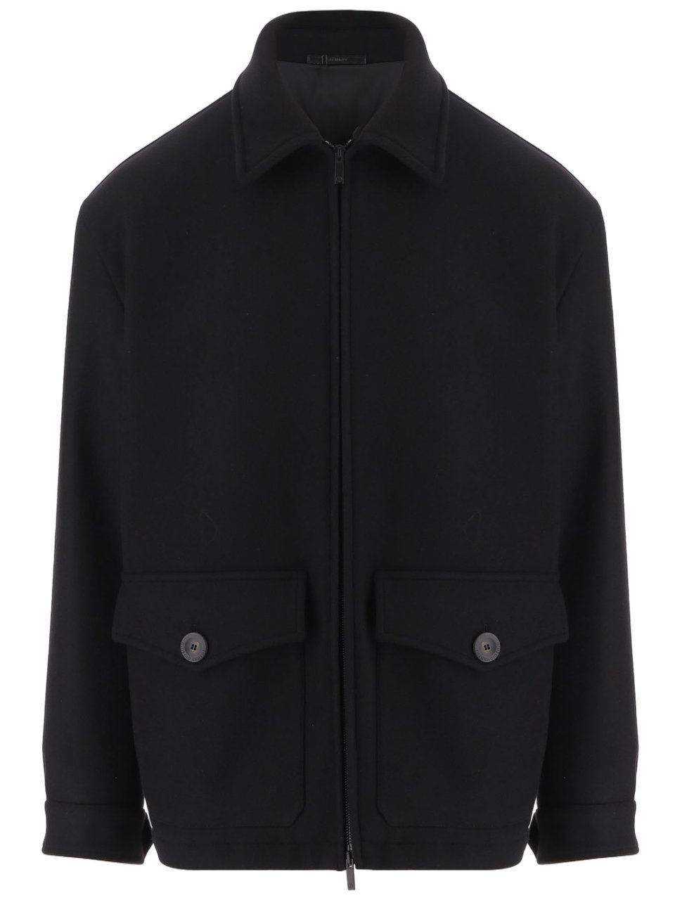 Giorgio Armani Black Wool and Cashmere Coat Zwart