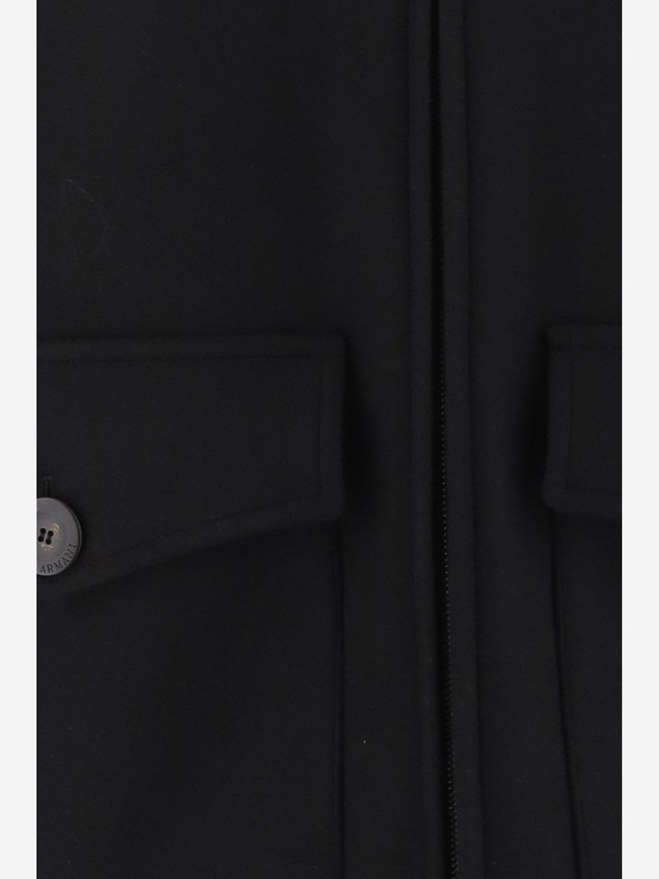 Giorgio Armani Black Wool and Cashmere Coat Zwart