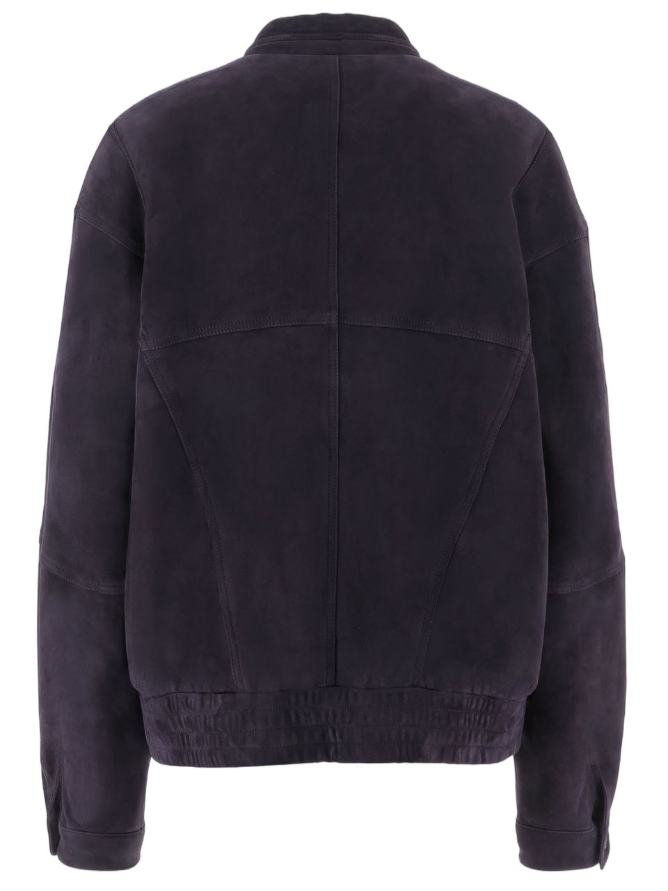 Giorgio Armani Purple Oversized High Collar Suede Jacket Zwart