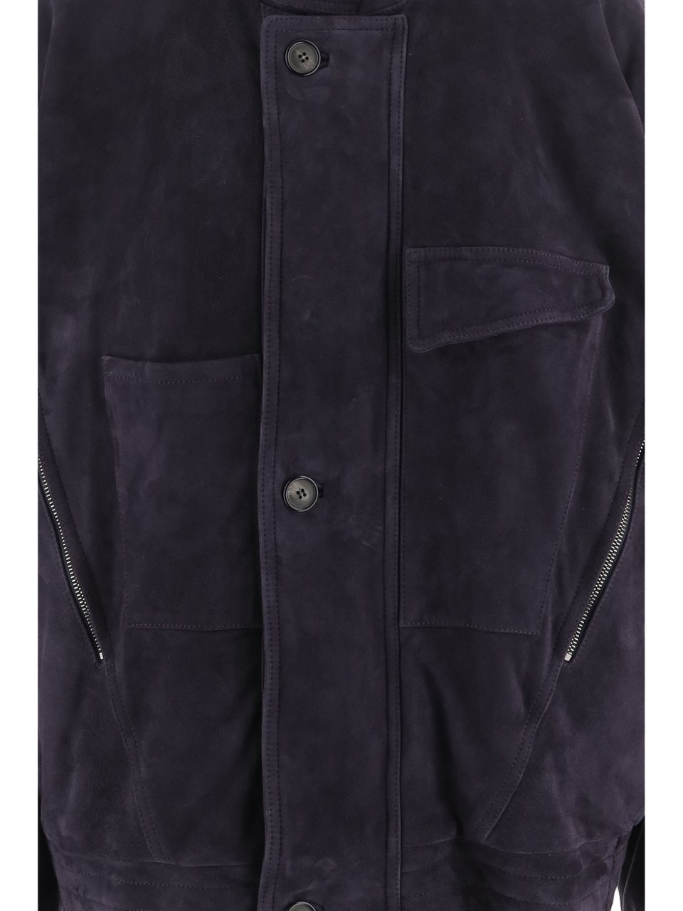 Giorgio Armani Purple Oversized High Collar Suede Jacket Zwart