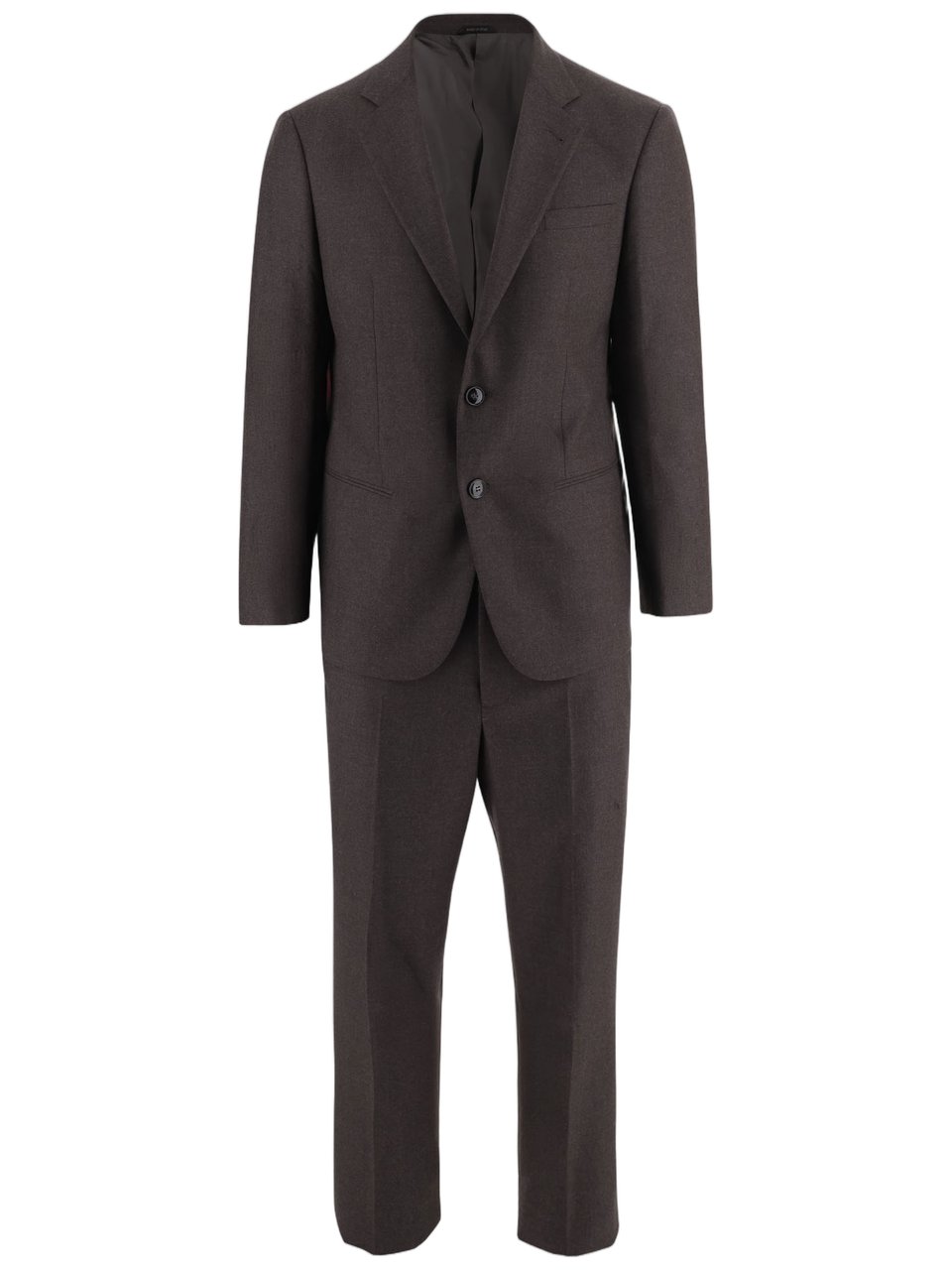 Giorgio Armani Tailored Wool Suit With Notched Lapel And Polished Finish Zwart