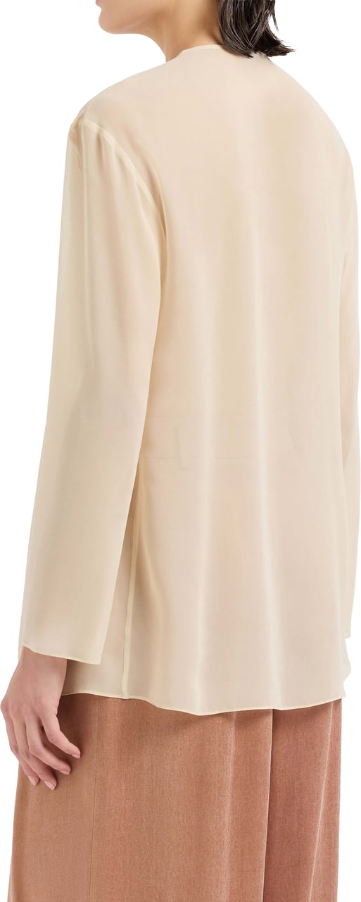 Giorgio Armani Fluid Georgette Silk Blouse with Concealed Button Closure Neutraal