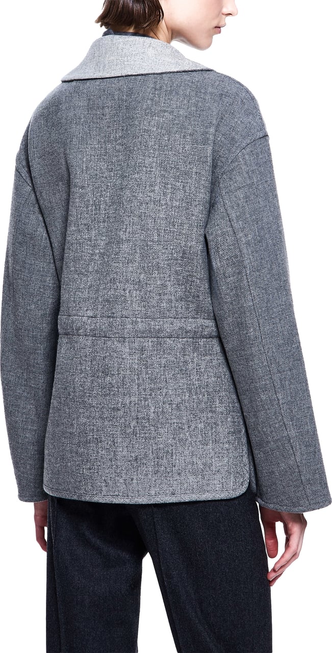 Giorgio Armani Textured Grey Wool Relaxed Fit Blazer Grijs