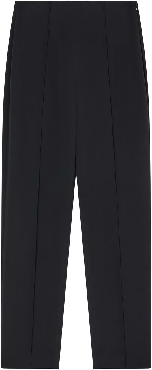 Giorgio Armani High-Waist Black Viscose Cady Straight Trousers Zwart