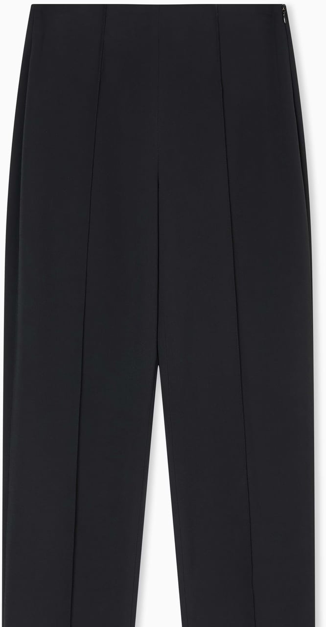 Giorgio Armani High-Waist Black Viscose Cady Straight Trousers Zwart
