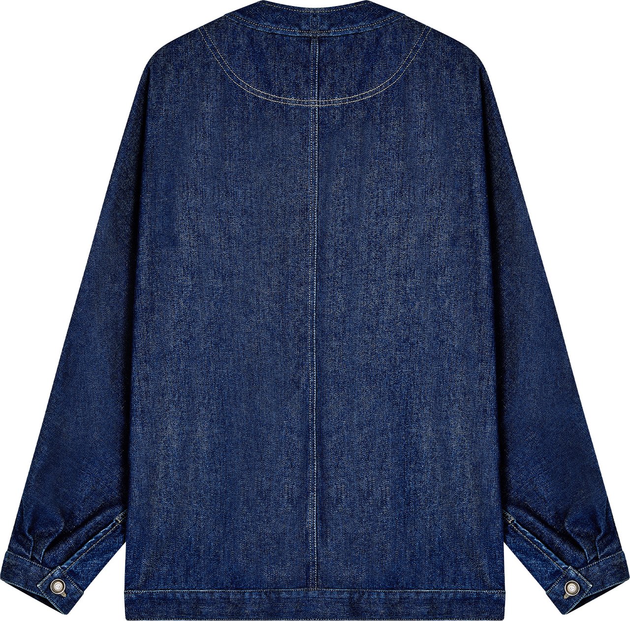 Giorgio Armani Indigo Denim V-Neck Metallic Button Jacket Zwart