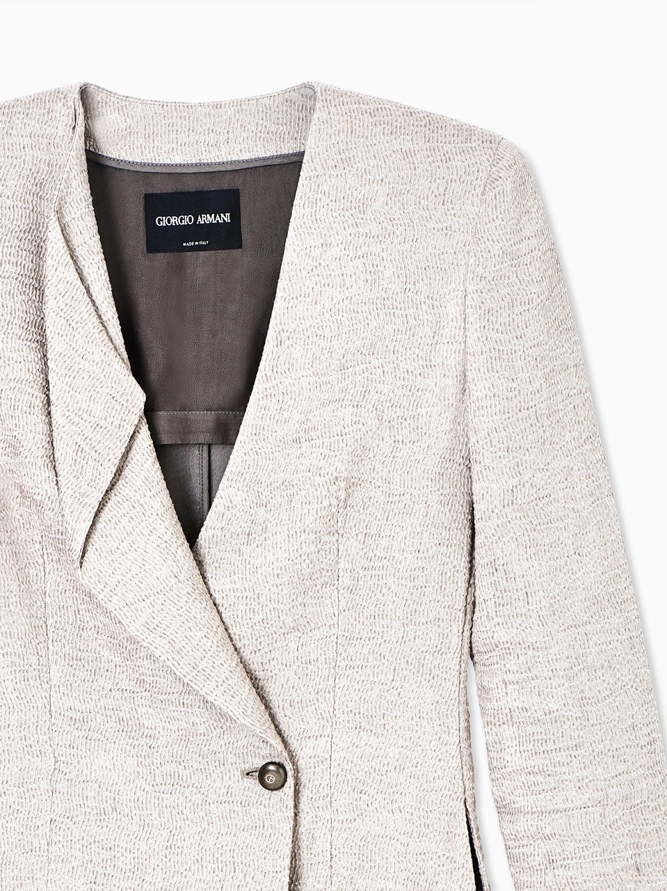Giorgio Armani Tailored Textured Single-Button Woven Blazer Wit
