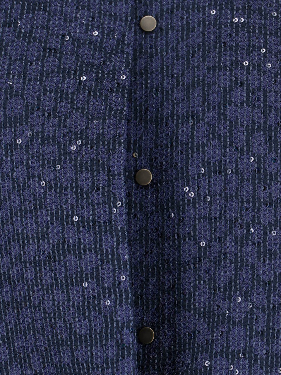 Giorgio Armani Navy Single-Breasted Sequin Mandarin Jacket Blauw