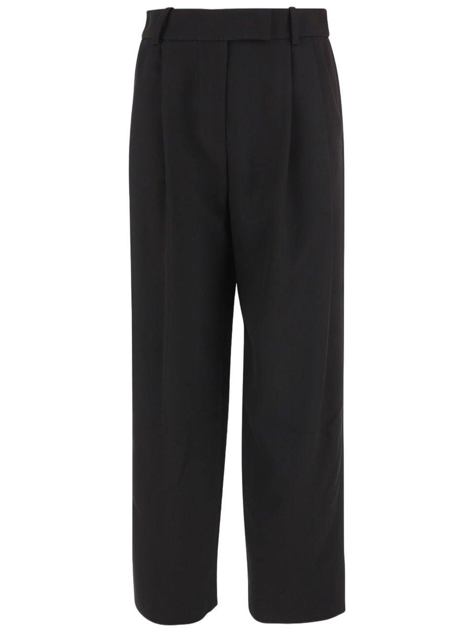 Giorgio Armani Straight-Leg Silk Pants With Pleat Detailing And Belt Loops Zwart