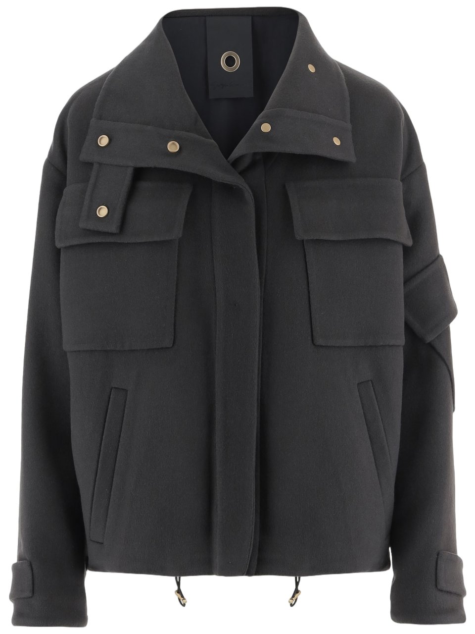 Giorgio Armani Cashmere Jacket With High Collar And Multi-Pocket Design Zwart