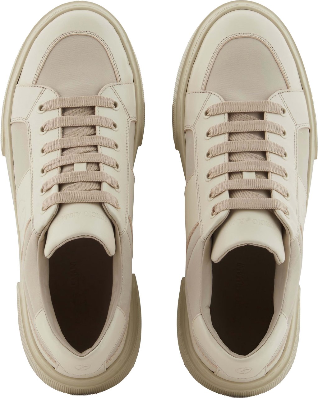 Giorgio Armani Minimalist Smooth Leather GA Logo Sneakers Neutraal