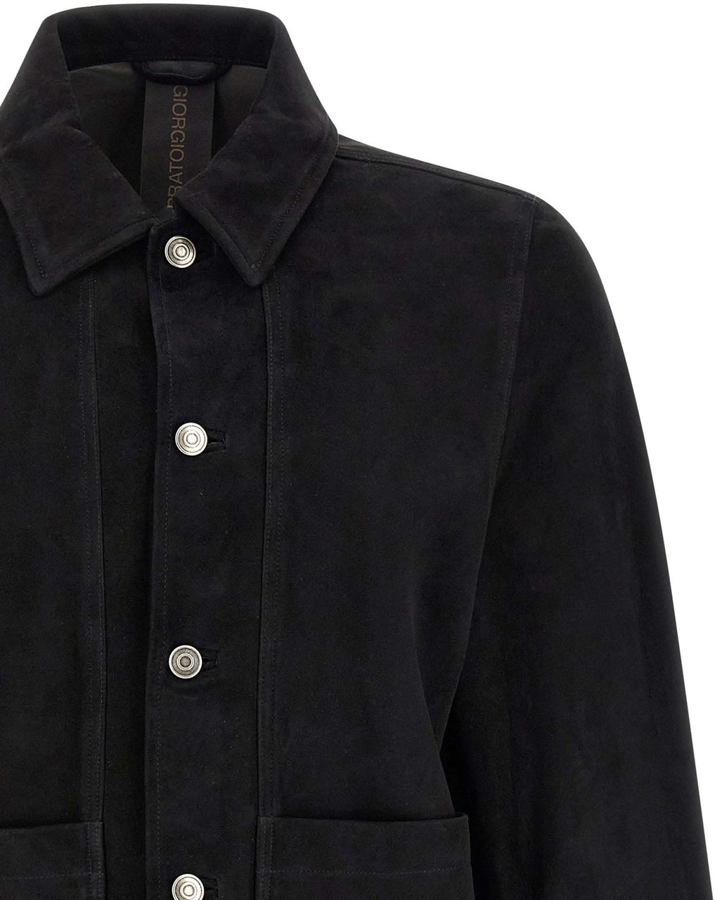GIORGIO BRATO Black Suede Leather Leather Jacket Zwart