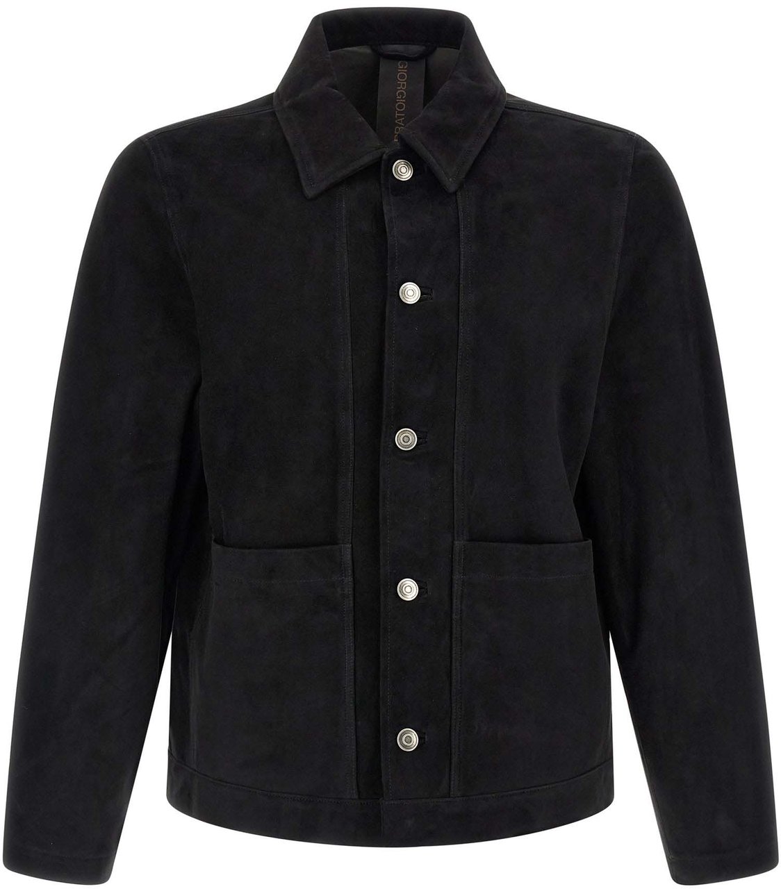 GIORGIO BRATO Black Suede Leather Leather Jacket Zwart