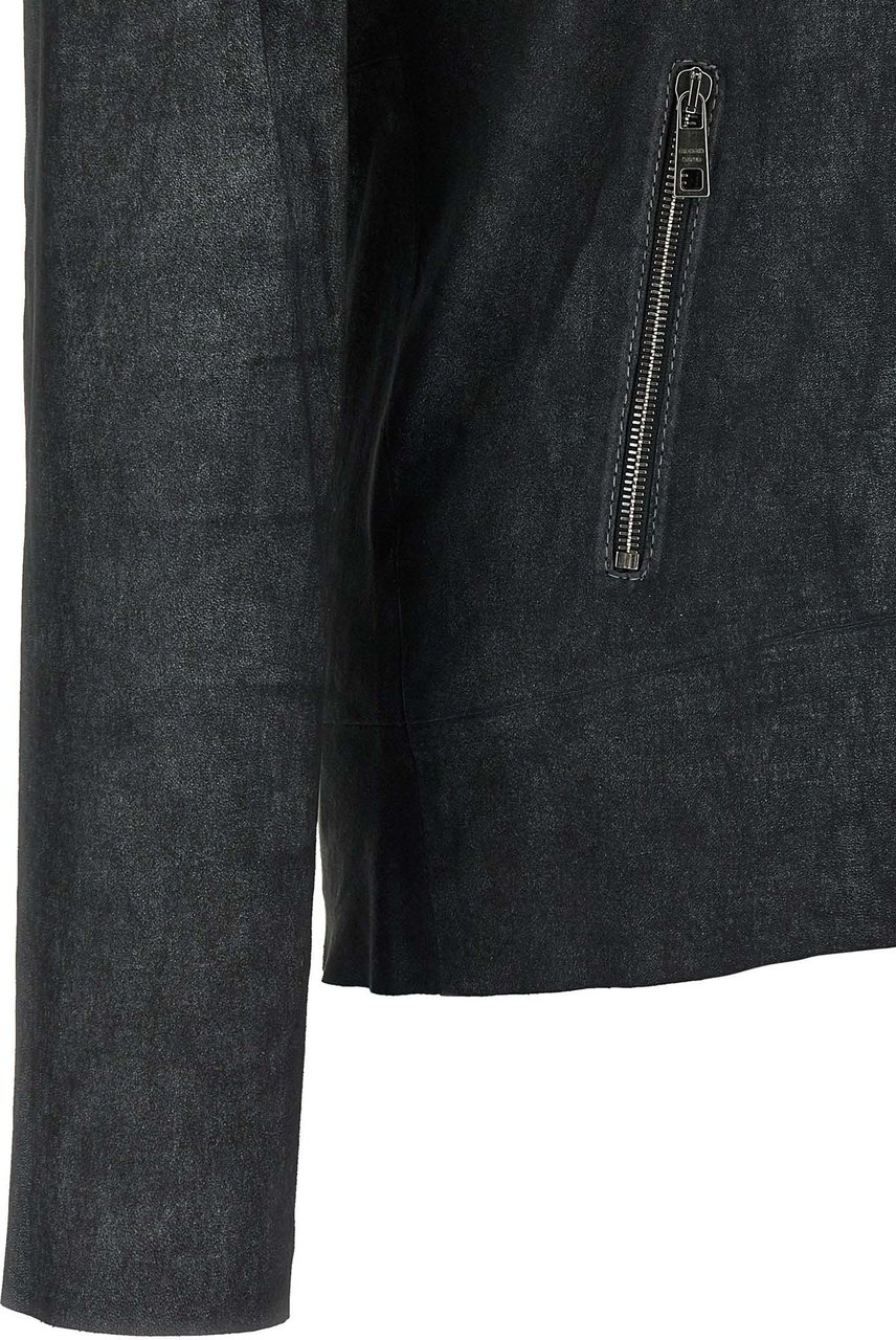 GIORGIO BRATO Black Lamb Leather Leather Jacket Zwart