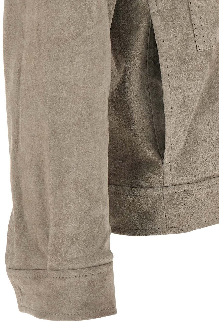 GIORGIO BRATO Gray Lamb Leather Leather Jacket Grijs