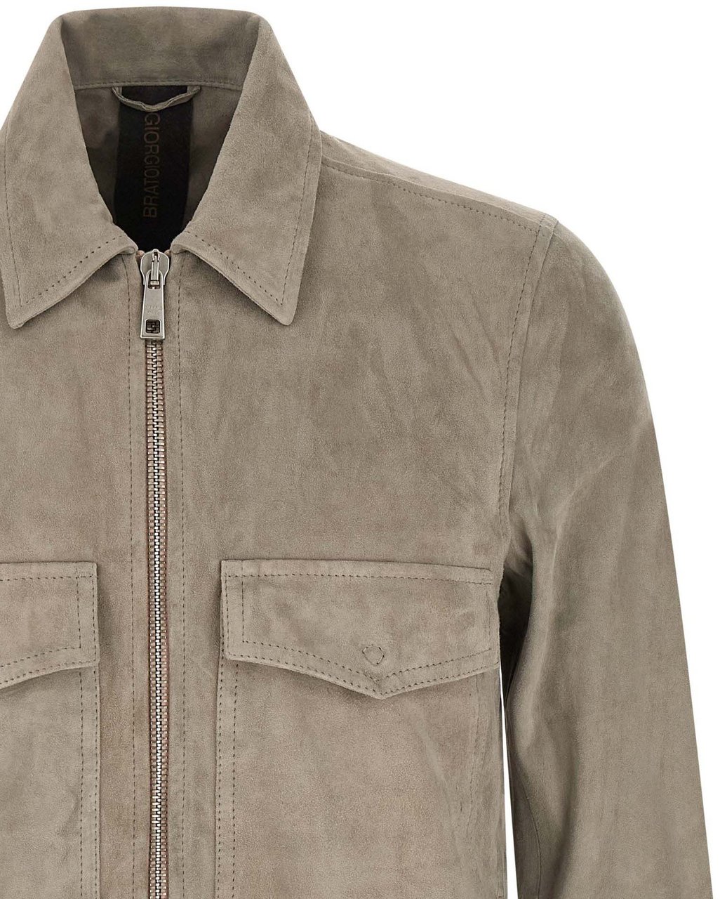 GIORGIO BRATO Gray Lamb Leather Leather Jacket Grijs