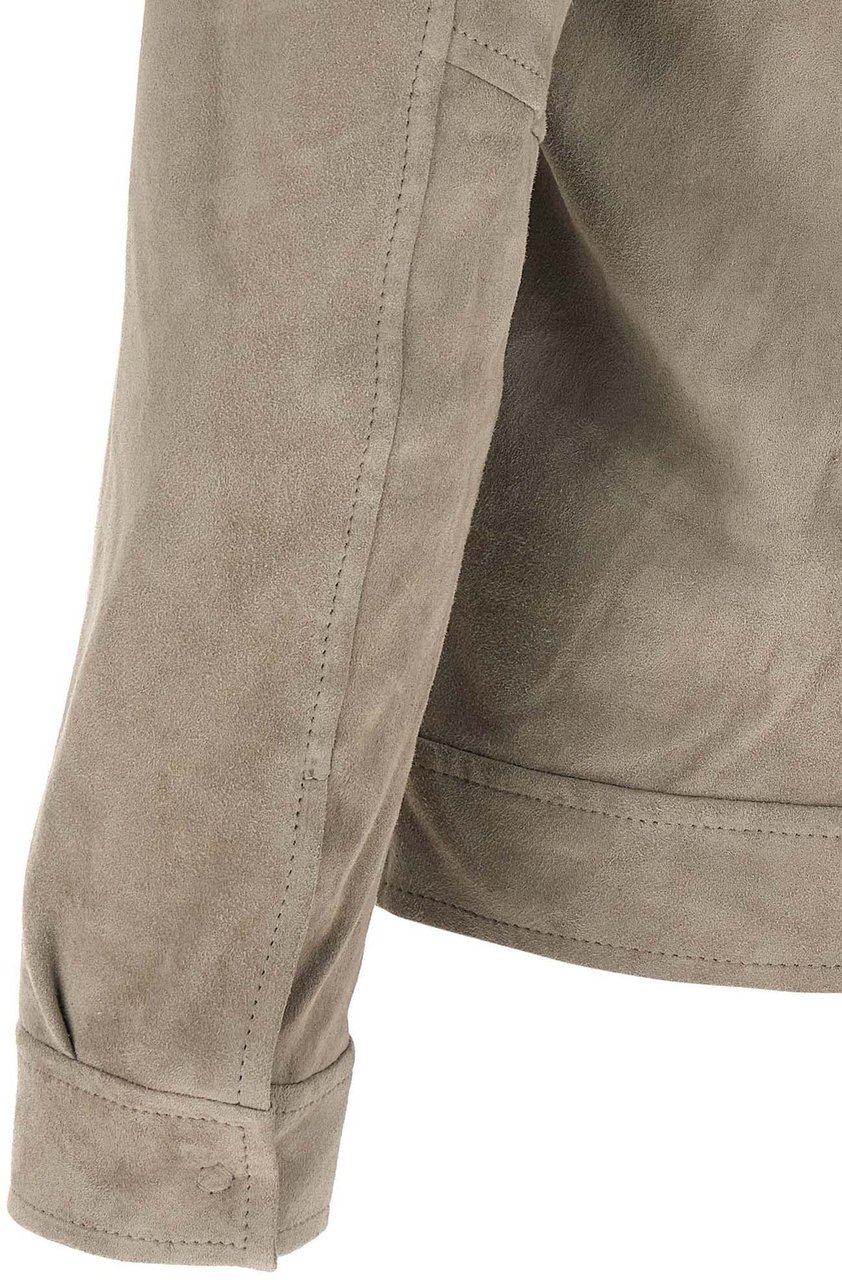 GIORGIO BRATO Gray Lamb Leather Leather Jacket Grijs